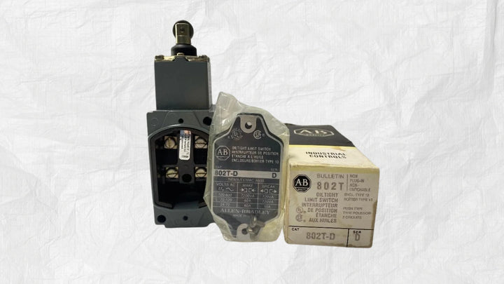 Allen-Bradley 802T limit switches for industrial automation with durable housing, multiple actuator types, and precise position sensing
