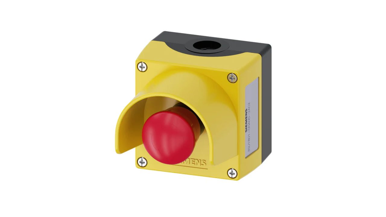 Siemens 3SU Command &amp; Signaling Devices including push buttons, selector switches, and indicator lights for automation.