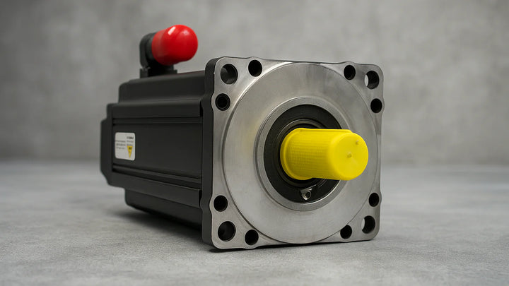 Allen-Bradley Kinetix VPL low-inertia servo motor with yellow shaft cover for industrial automation and motion control systems
