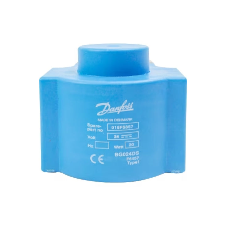 Danfoss 018F6857 EV210B solenoid valve NC, 2.5 mm orifice, 230V AC for compact fluid control.