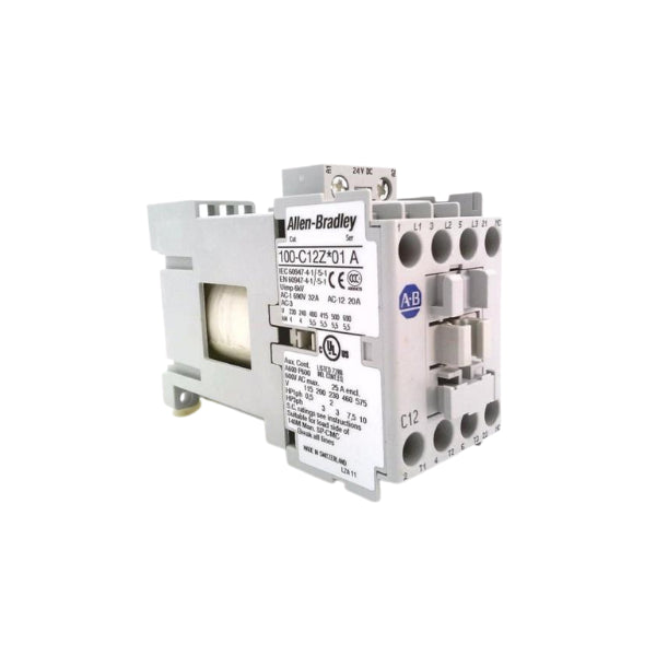 100-C12ZJ01 Allen-Bradley Contactor, 12A, 1NO, 1NC, 24V AC Coil,