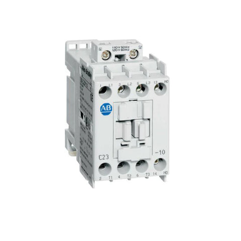 Contator Allen-Bradley 100-C23EJ10 de 3 polos, 24VDC, ideal para controle de motores e aplicações industriais confiáveis.