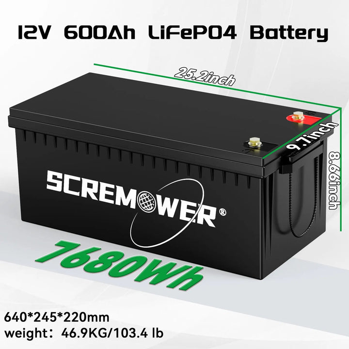 12V 600AH LiFePO4 Lithium Battery – 200A BMS, 7680W Power - DDPARTS SOLUTION