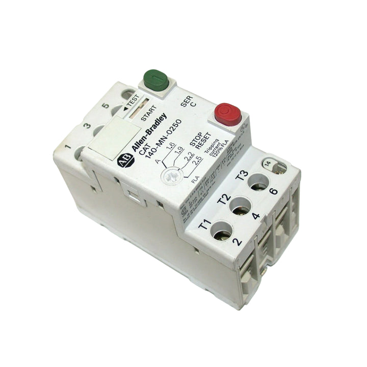 140-MN-0250, disjuntor motor Allen-Bradley, proteção confiável contra sobrecarga em motores elétricos industriais.