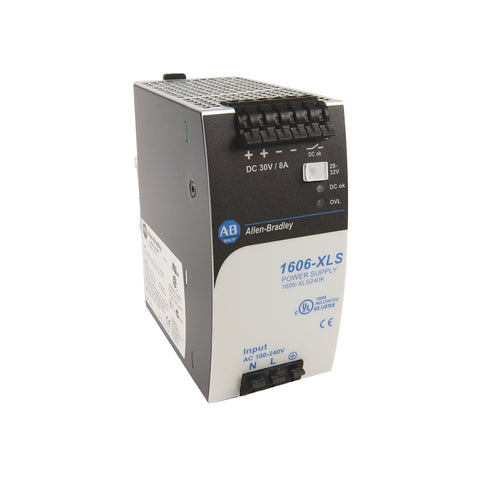 Allen-Bradley 1606-XLS240K 24 V DC, 10 A industrial power supply for automation and control panels.