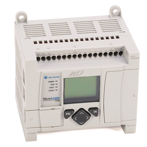 Allen-Bradley 1763-L16DWD MicroLogix 1100 PLC controller with LCD display and Ethernet support
