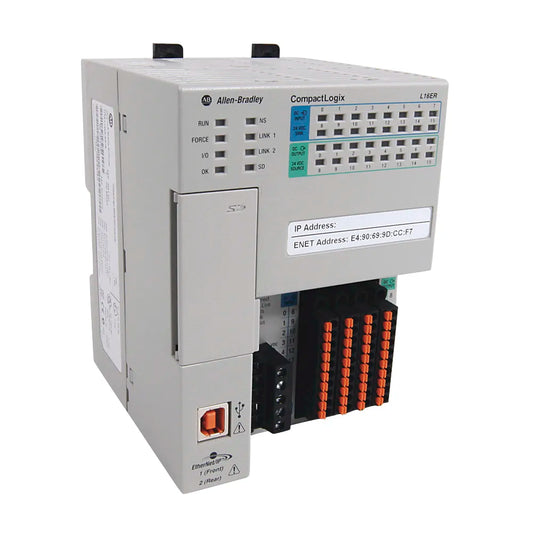 Controlador CompactLogix compacto Allen Bradley 1769-L16ER-BB1B com EtherNet/IP integrado, oferecendo recursos versáteis de automação industrial. 