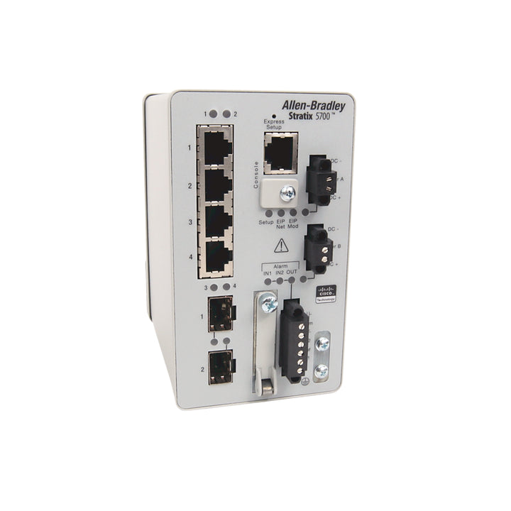 Allen-Bradley 1783-BMS06SGA Stratix 5700 unmanaged Ethernet switch, 6 ports, for efficient industrial network connectivity.