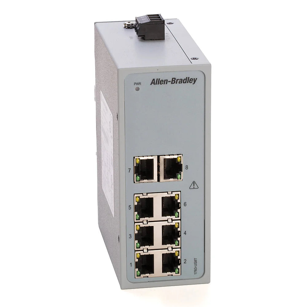 1783-US8T Allen Bradley compact and rugged industrial Ethernet switch designed for reliable high-speed communication in industrial automation environments.