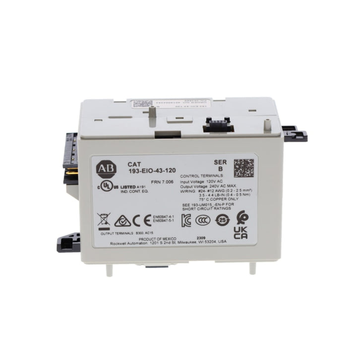 Allen-Bradley 193-EIO-43-120 Control Module for E300 Overload Relay, 4 In / 3 Out, 120V AC