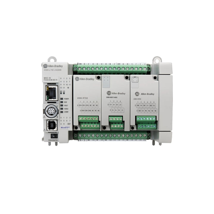 Allen-Bradley 2080-L70E-24QWB Micro870 PLC, 14 inputs, 10 relay outputs, 24V DC, Ethernet/IP