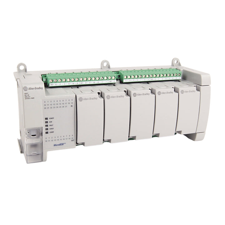 Allen-Bradley 2080-LC30-48QVB Micro830 PLC with 28 inputs, 20 outputs, and motion support