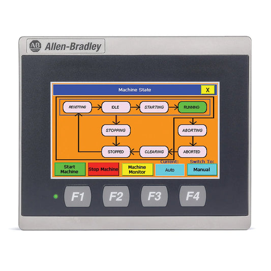 Pantalla táctil de alta resolución Allen Bradley 2711R-T4T, construcción robusta y opciones de conectividad avanzadas para una integración perfecta con sistemas de control industrial.