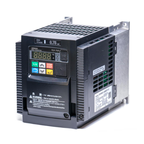 3G3MX2-AB007-ZV1 Omron  0.75 kW variable frequency drive (VFD) designed for precise motor control in industrial applications, offering advanced features like V/f control, Open Loop Vector Control, and optional RS-485 Modbus communication.