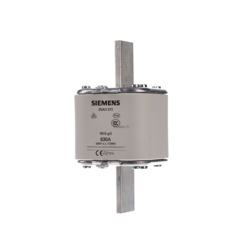 Siemens 3NA3372 LV HRC fuse, NH3, 630 A, 500 V AC / 440 V DC, gG class, with front indicator