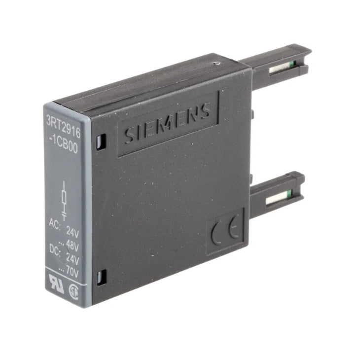Siemens 3RT2916-1DG00 auxiliary switch block for contactors, expanding control circuit functionality in industrial automation.