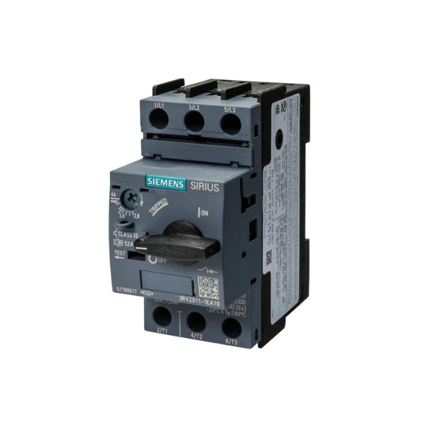 Siemens 3RV2011-1EA10 overload relay for SIRIUS motor protection system.