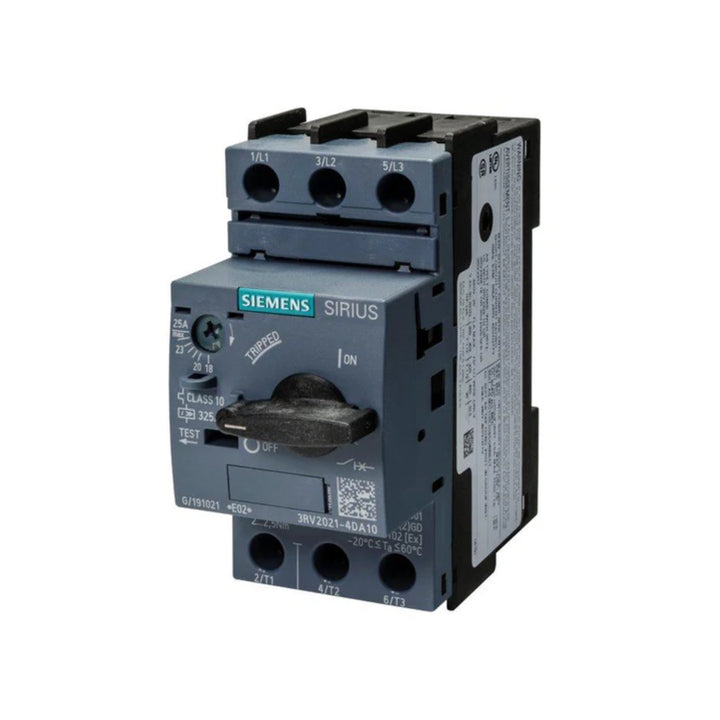 Siemens 3RV2021-4DA10 motor protective circuit breaker for industrial automation.