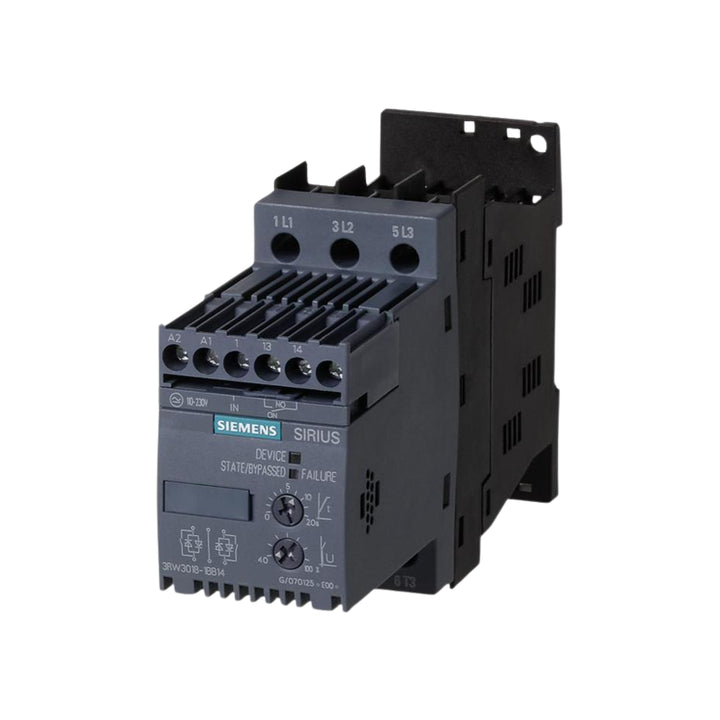 Arrancador suave Siemens 3RW3018-1BB14 | SIRIUS (25 A, 400 V, 24 V CA/CC)
