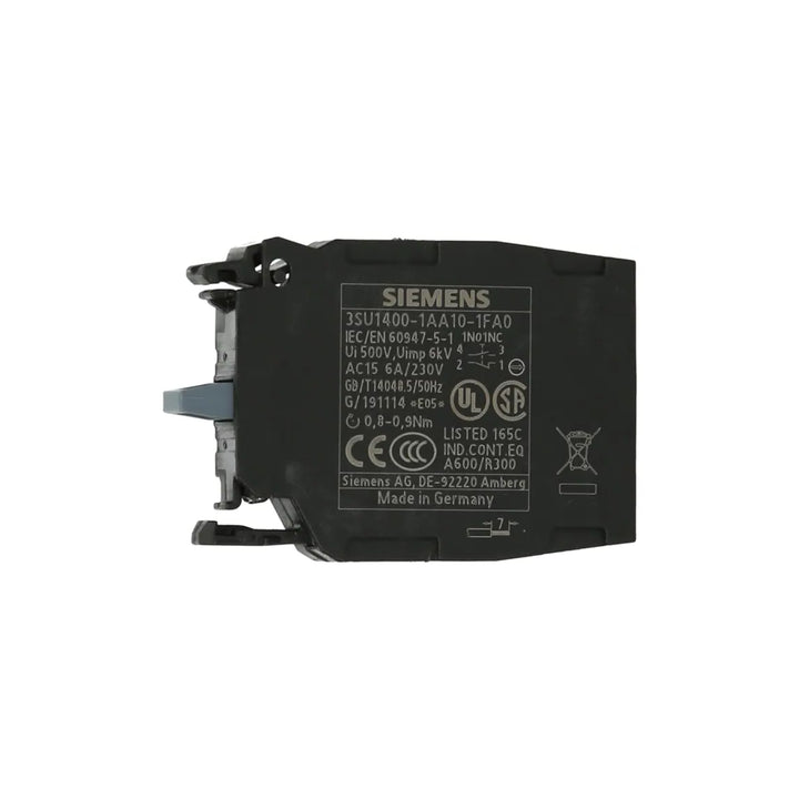 Siemens 3SU1400-1AA10-1FA0 commanding and signaling device for industrial automation.