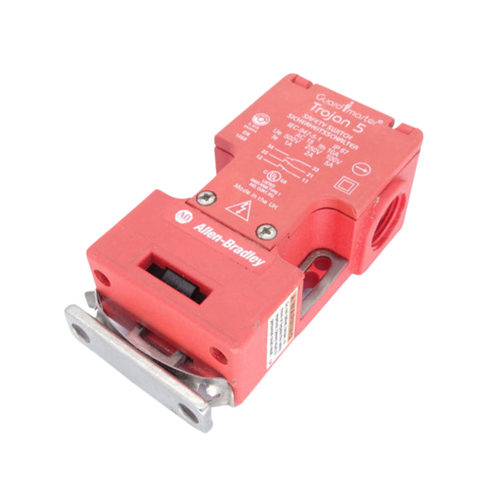 Chave de intertravamento Allen-Bradley 440K-T11089 com trava de segurança, ideal para proteção de máquinas.