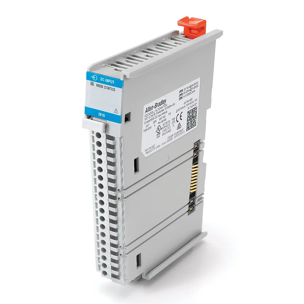 5069-IB16 Allen Bradley compact digital input module, featuring 16 channels for high-speed, real-time processing of binary signals in industrial control systems.