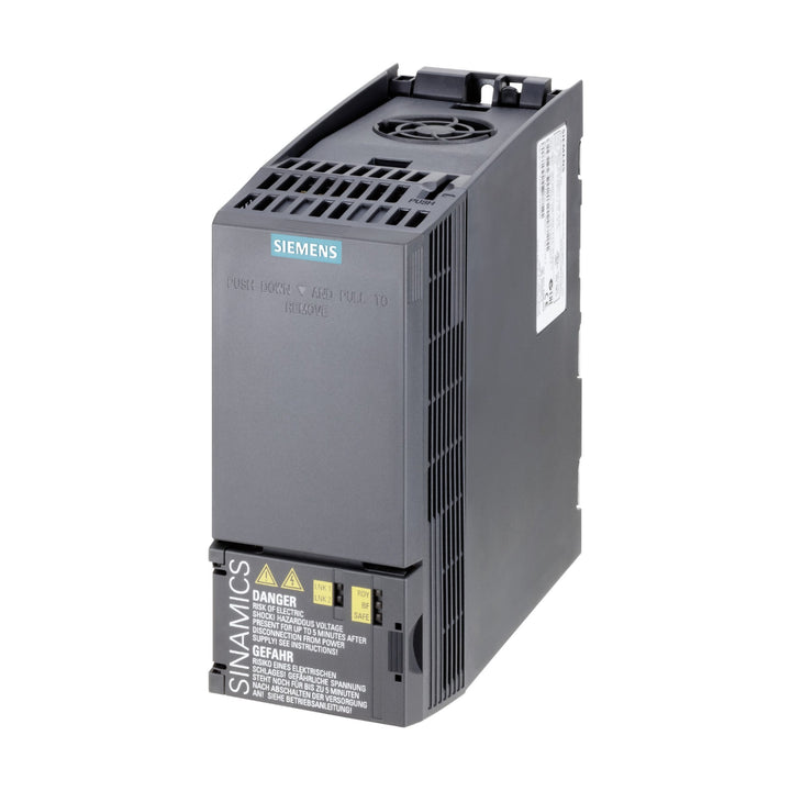 Siemens 6SL3210-1KE17-5AP1 SINAMICS G120 PM240-2 power module, 7.5 kW, 3AC 400V, with integrated brake chopper for motor control.