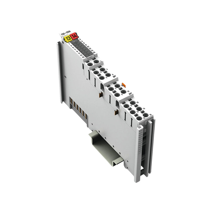 WAGO 750-1506 digital I/O module, 8 inputs + 8 outputs, 24 VDC 0.5 A, high-side switching, IP20