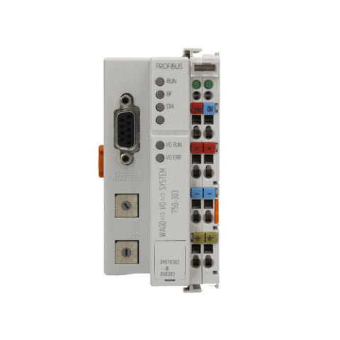 WAGO 750-303 PROFIBUS DP fieldbus coupler 1st gen, 12 MBaud, supports 64 I/O modules, IP20