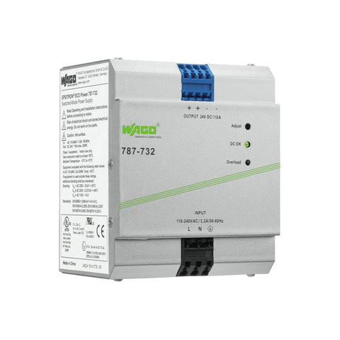 WAGO 787-732 EPSITRON ECO power supply 24 VDC 10 A, universal input, LED indicators, IP20