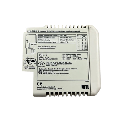 GE 8110-DI-DC PAC8000 8-channel 24VDC non-isolated digital input module for industrial automation and hazardous area applications.