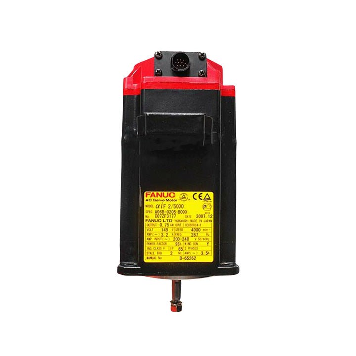 FANUC A06B-0205-B000 α12/2000 servo motor with straight shaft for CNC and industrial applications.