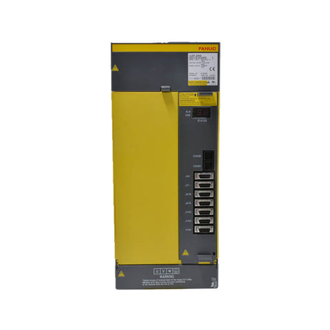 FANUC A06B-6154-H075#H590 SPM-75HVi spindle amplifier for Alpha i systems with 75 kW output and built-in diagnostics.