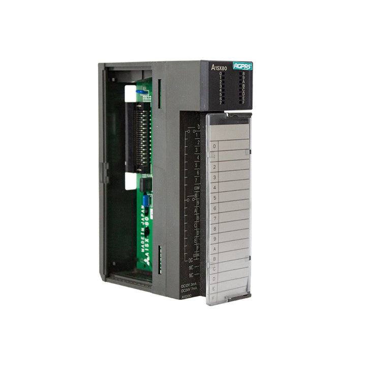 Mitsubishi A1SX80 80-point digital I/O expansion module for MELSEC-A series PLCs in industrial automation.