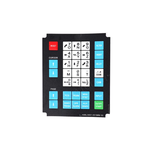 FANUC A98L-0001-0518#M02 membrane keyboard for CNC, durable and reliable for machine tool control panels.