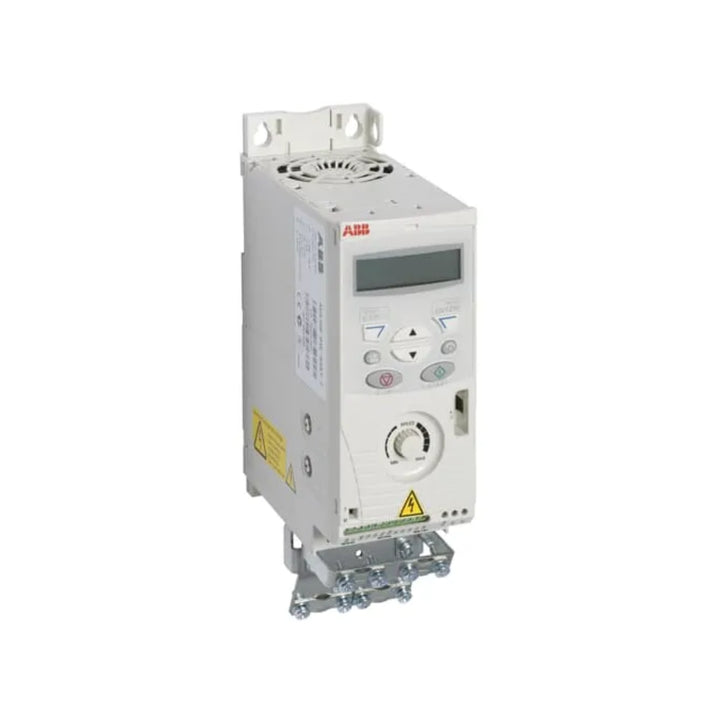 ABB ACS150-03E-01A2-4 0.5 HP compact VFD, 1.2 A, 480 V, IP20, with keypad and EMC filter for light-duty OEM motor control applications.