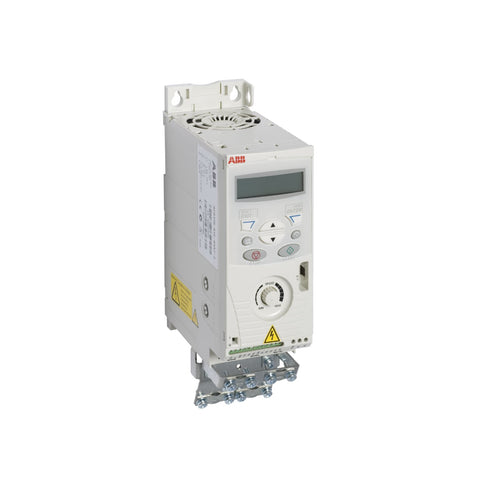 ABB ACS150-03E-03A3-4 1.5 HP VFD, 3.3 A, IP20 with integrated keypad, braking chopper, and EMC filter for OEM motor applications.