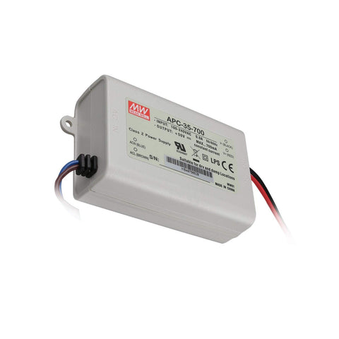 Mean Well APC-35-700 LED driver, 35 W constant current, 700 mA, reliable for residential, commercial, and industrial lighting.