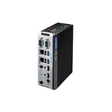 Advantech ARK-1220L-S6A2 compact fanless embedded box PC with Intel Atom processor for industrial automation.