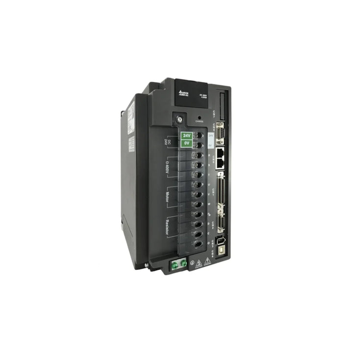 Delta ASD-A2-4523-M Servo Drive offering high-performance control in industrial settings.