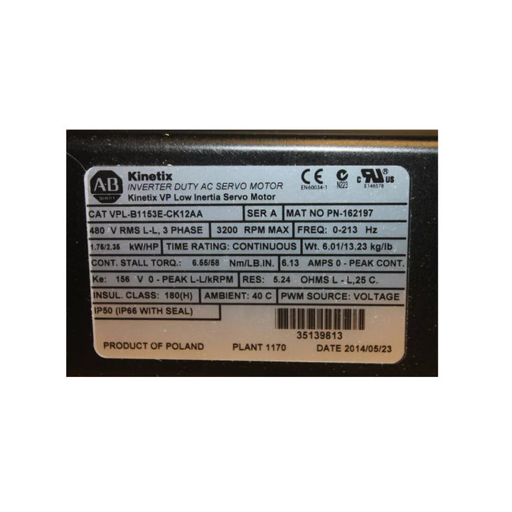 Motor de baixa inércia Allen-Bradley VPL-B1153E-CK12AA VPL 
