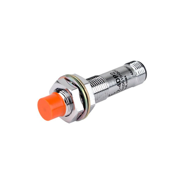 Autonics PRCM12-4DP full-metal inductive proximity sensor with 4 mm sensing range and M12 housing.