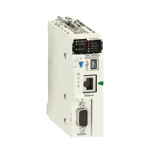 BMXP3420302 Procesador Schneider Electric, Modicon M340, máximo 1024 discretos, 256 E/S analógicas, CANopen, Ethernet