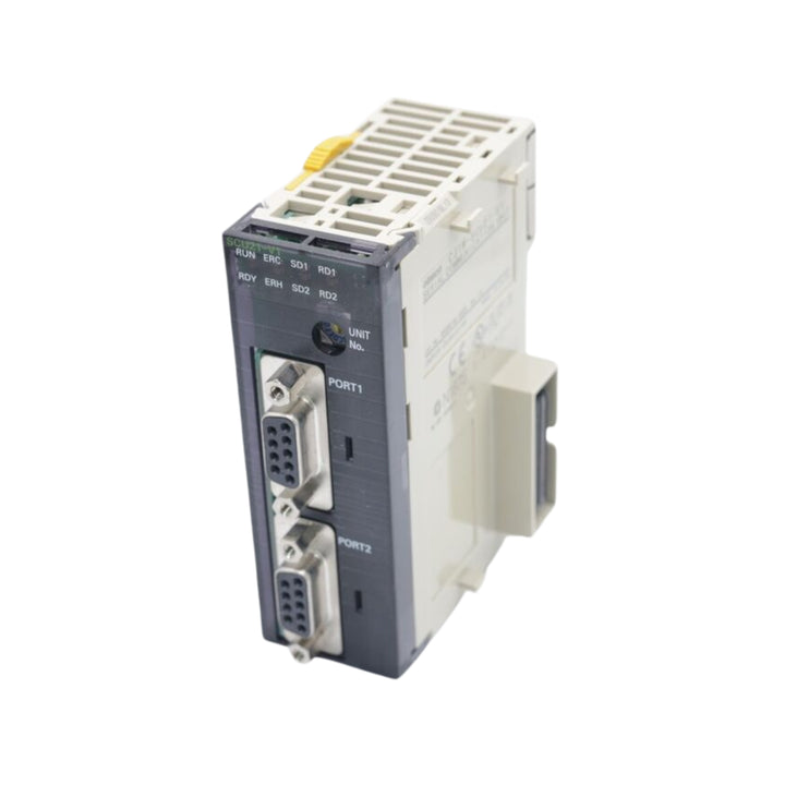 Omron CJ1W-SCU21-V1 Serial Communications Unit with two RS-232C ports for high-speed data exchange in CJ-Series PLCs.