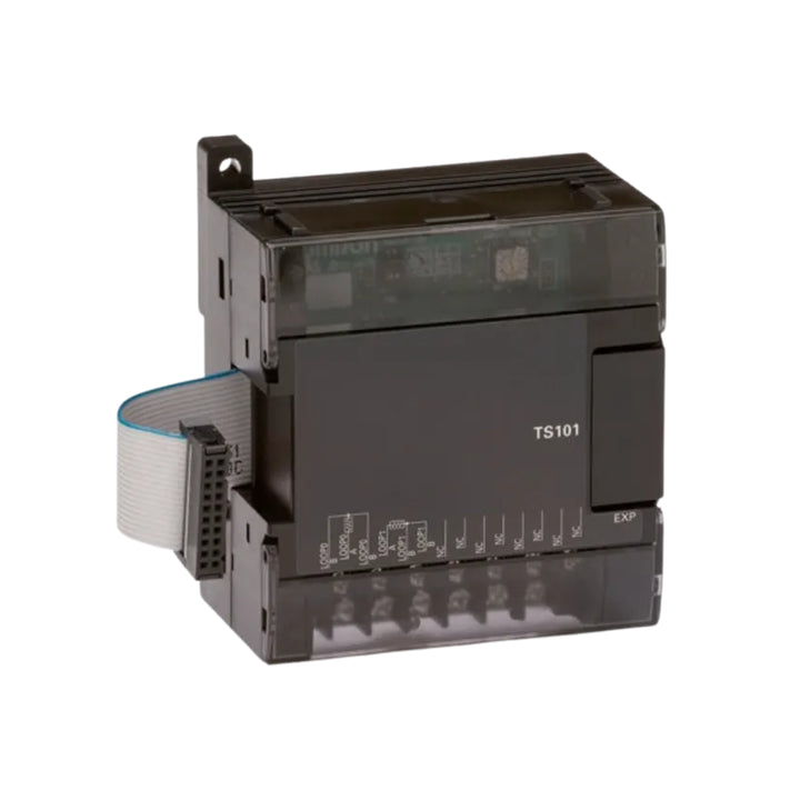 Omron CP1W-TS101 I/O expansion unit with 2 RTD inputs for Pt100 sensors, providing 12-bit resolution for precise temperature monitoring.