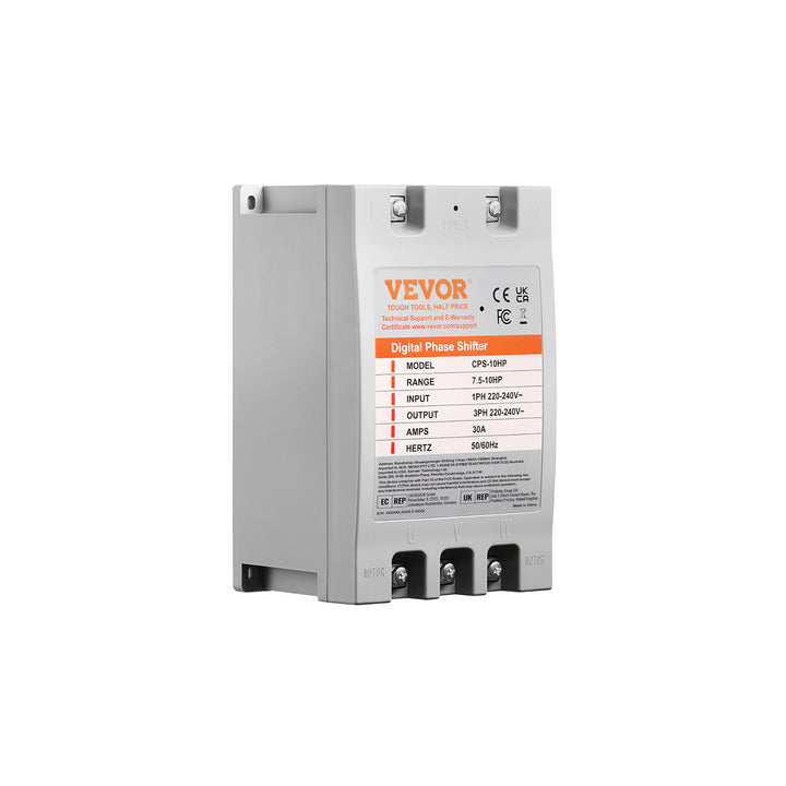 VEVOR CPS-10HP | 10HP Single to 3 Phase Converter | Digital Phase Shifter | 220V 30A