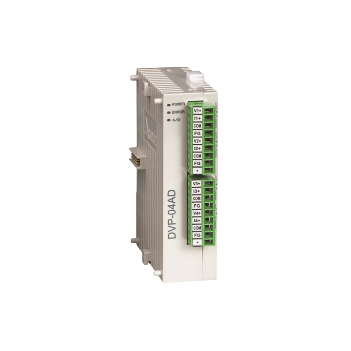 Delta DVP04AD-SL PLC Module for industrial automation.