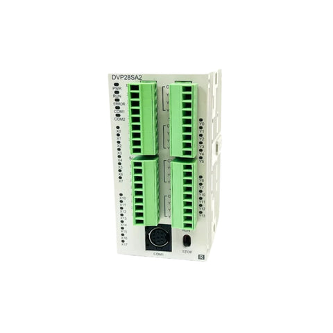 Delta DVP28SA211T PLC Module features high-performance control and robust design suitable for industrial applications.