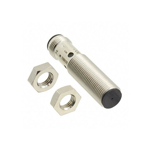 Omron E2B-M12KS04-M1-B1 M12 inductive proximity sensor, 4 mm sensing distance, PNP NO output, IP67 rated, for industrial automation.