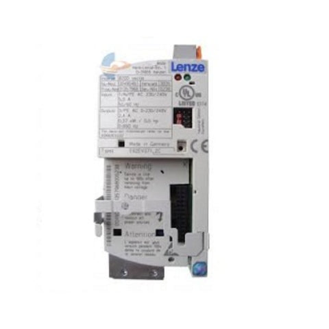 Lenze E82EV371-2C frequency inverter, 0.37 kW, 230 V AC input, compact design for precise industrial motor control.